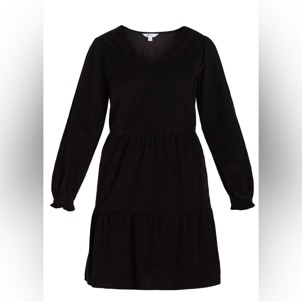 Elegant Black Women's corduroy Dress - Picture 3 of 3